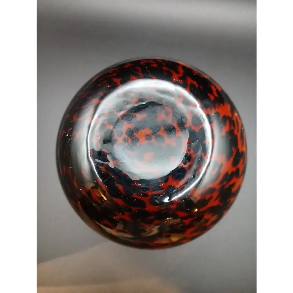 VTG Italian Style Art Glass Bud Vase Tortoiseshell Leopard Butterscotch 5